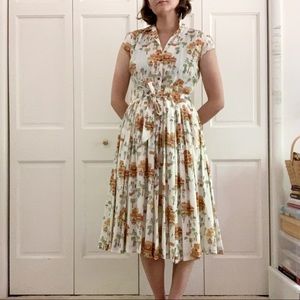 Beautiful printed retro cotton midi dress